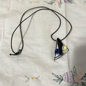 Black Cord Necklace with Fused Glass Pendant